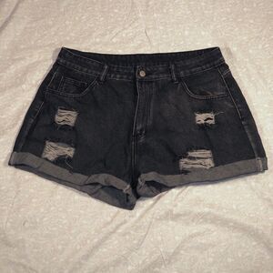 Shein Curve Denim Shorts, Cuffed High-Waist Denim Shorts size 1XL